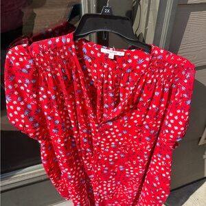 Fun 2 Fun Vibrant Red Floral Blouse